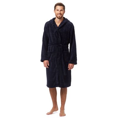 Big and tall navy hooded dressing gown
